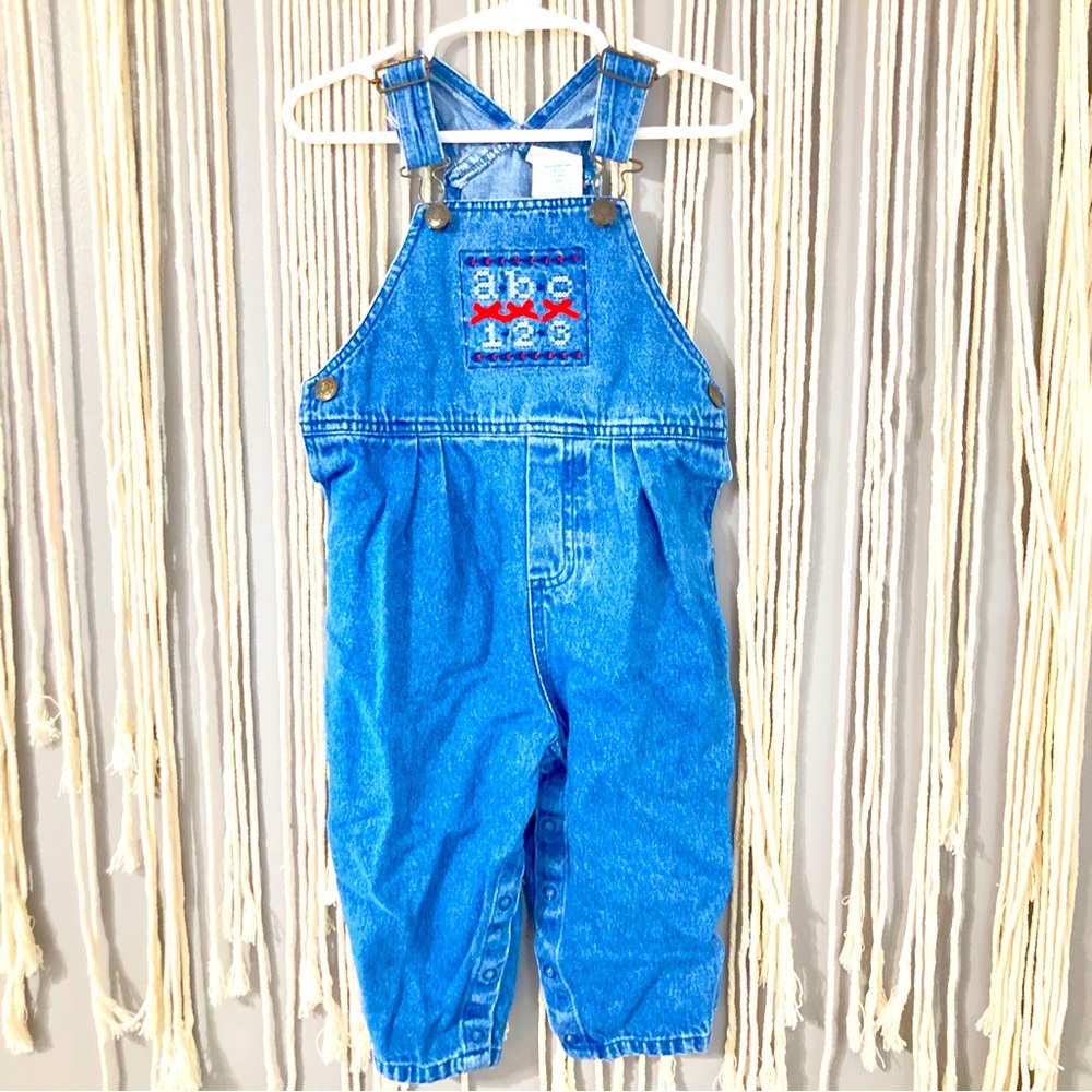 Vintage Hartstrings 2T Embroidered Overalls abc 123